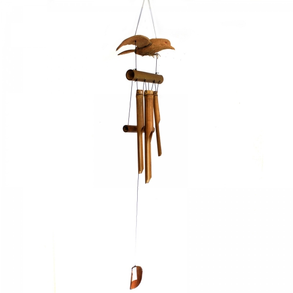 Bambus Windspiel mit Amsel