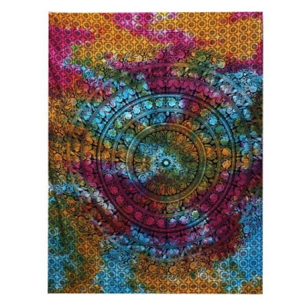 Indisches Baumwoll Wandtuch, Tagesdecke, Mandala Elefant