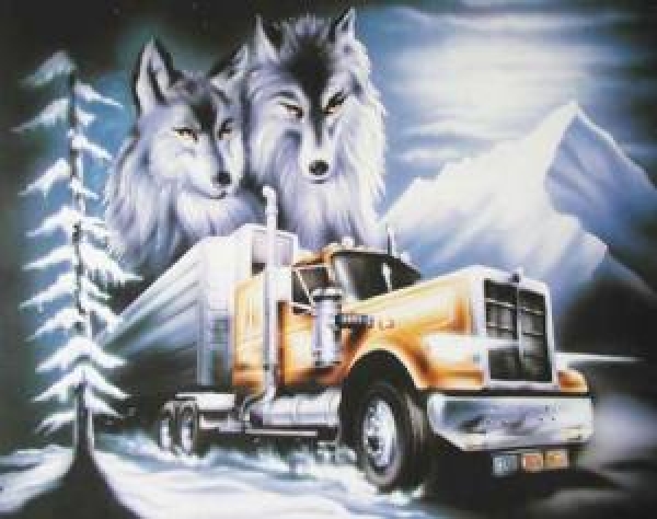 Poster Truck und Wölfe