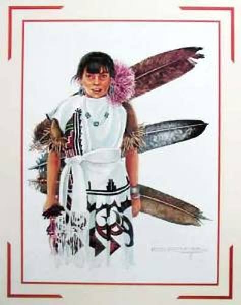 Indianer Poster Indianer Mädchen mit Federn