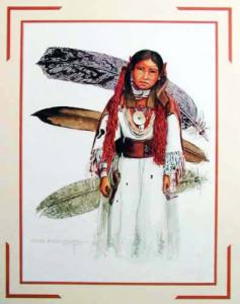 Indianer Poster Indianer Mädchen mit Federn