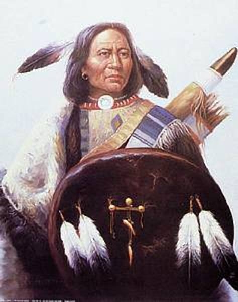 Indianer Poster Indianer mit Schild