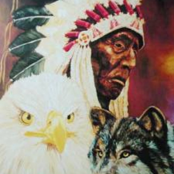 Indianer Poster Indianer mit Wolf und Adler