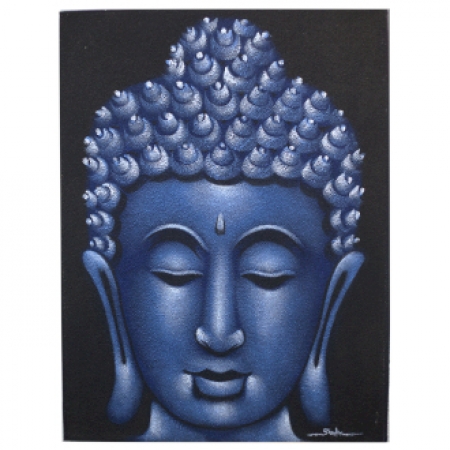 Buddha Leinenbild blau
