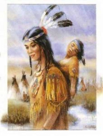 Indianer Poster Indianerin mit Kind